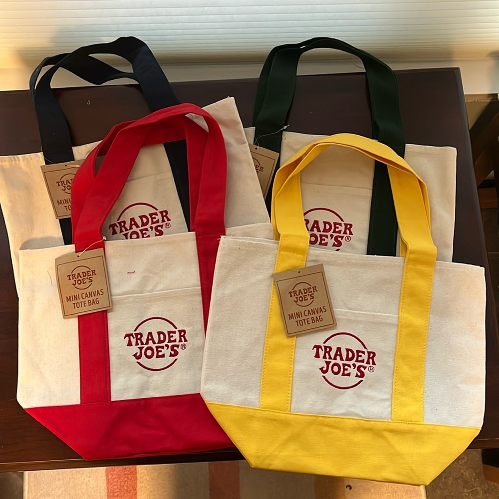 NWT Trader Joe's Mini Canvas Tote Bags (4)